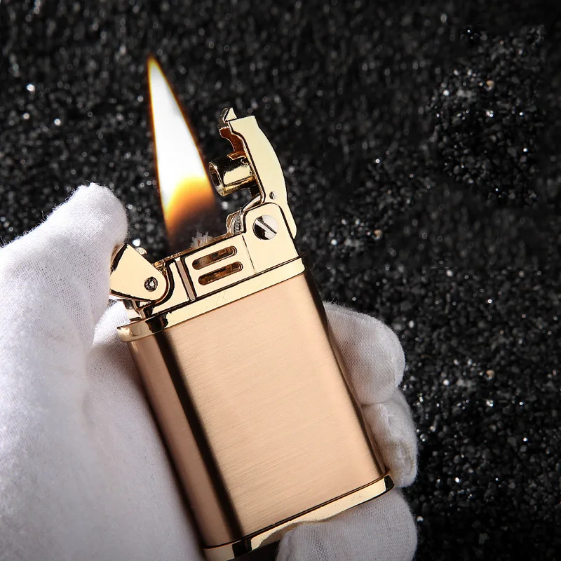 Kerosene Lighter Windproof Retro Brass Lighter Grinding Wheels Fire Cigarette Lighter Smoking Accessories Gadgets for Men