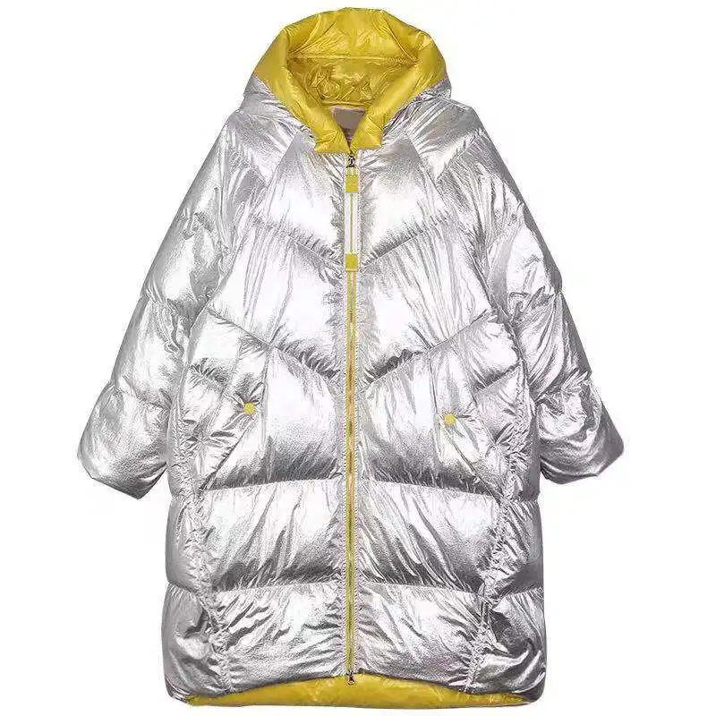 Зимний женский пуховик, толстые теплые женские парки, свободные куртки для беременных, Дизайнерские пуховики средней длины с капюшоном для беременных - Цвет: sliver down jackets