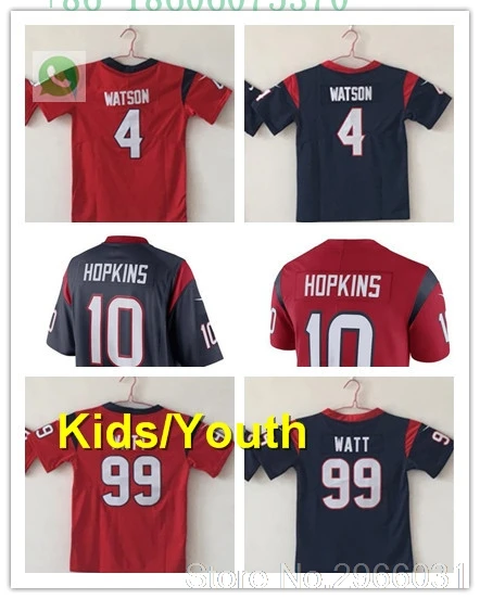 A+++ качественная детская молодежная одежда Deshaun Watson 4 DeAndre Hopkins 10 JJ Watt 99 jersey Houston