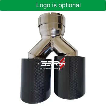 

1PC Y Style dual version Inlet 63 mm outlet 89 mm Without Logo Glossy carbon fiber exhaust tip Color exhaust pipe muffler tip