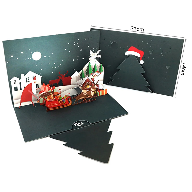 3D Новогодние поздравительные открытки с Рождеством Рождественская елка зимний подарок всплывающие карты Рождественские украшения наклейки Лазерная резка