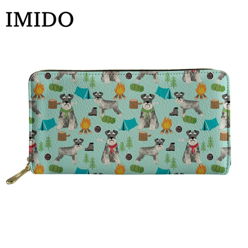 

IMIDO Wallet Women Schnauzers Hearts and Cupcakes Love Design Printing Coin Card Holder Purse Fashion Wallet Zipper Wallet 2019