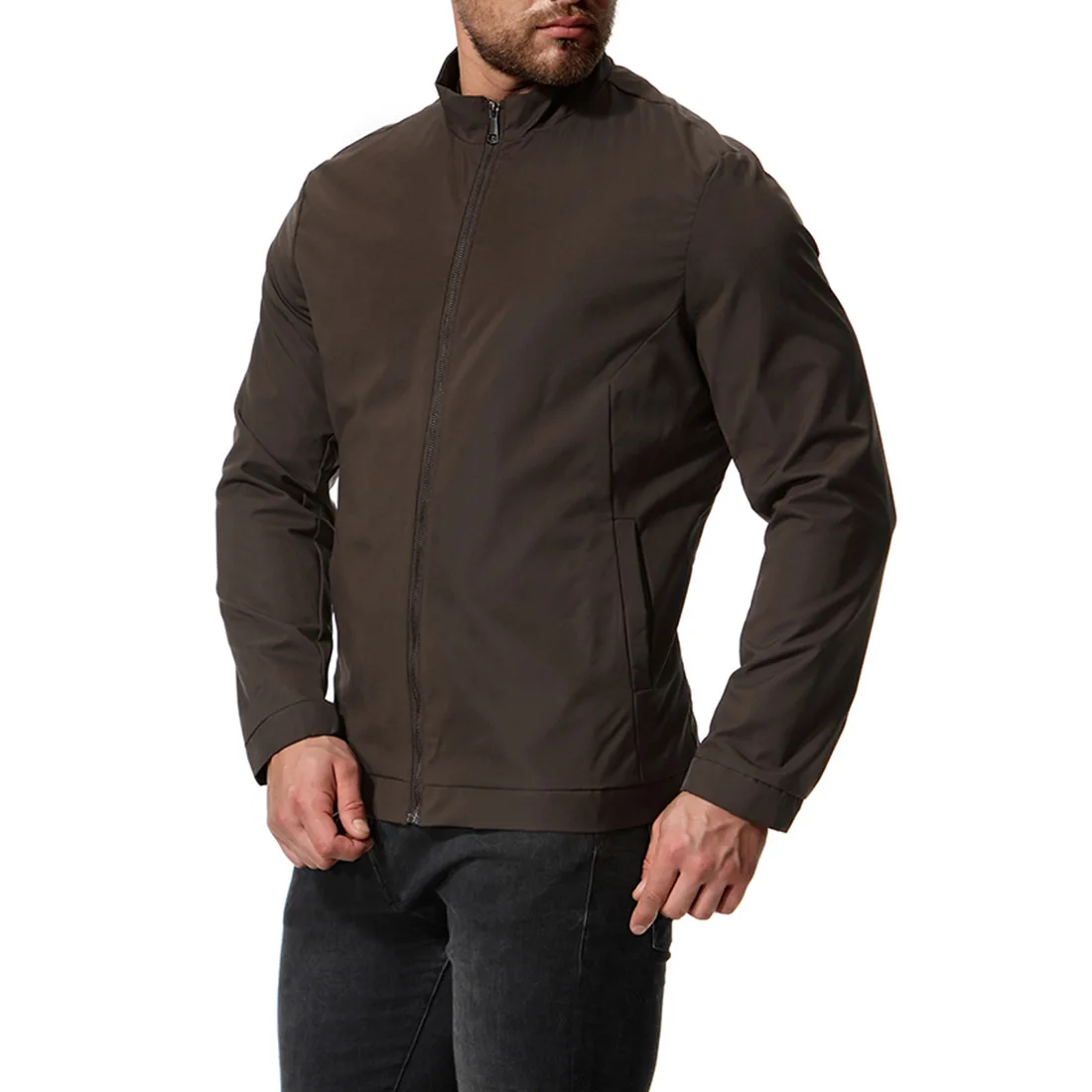 Осень и зима стиль Европа и Америка Мужская классическая английская куртка со стоячим воротником элегантное однотонное приталенное пальто Fa