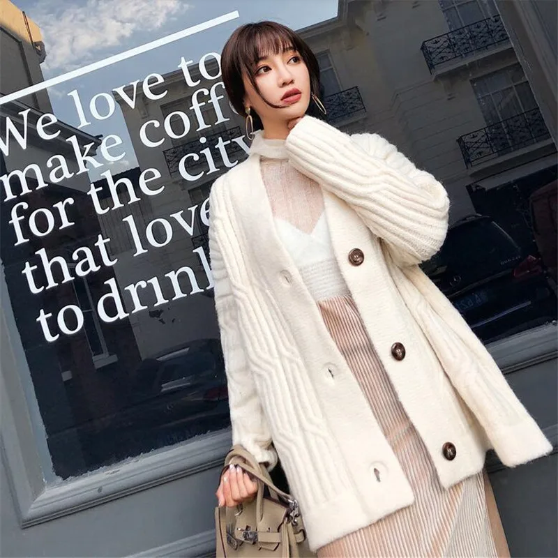 Легкий осенний Женский вязаный кардиган с длинными рукавами Новый шерстяной