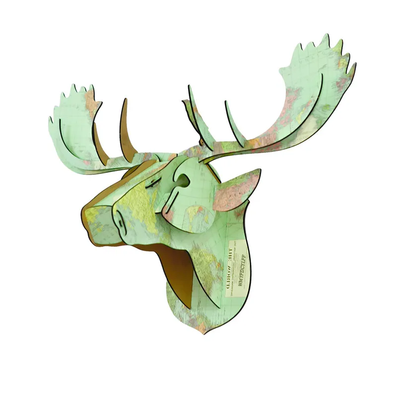 DIY 3D деревянные животные голова оленя модель искусство для дома и офиса Настенный декор стеллаж для хранения аксессуары для украшения дома 19ss
