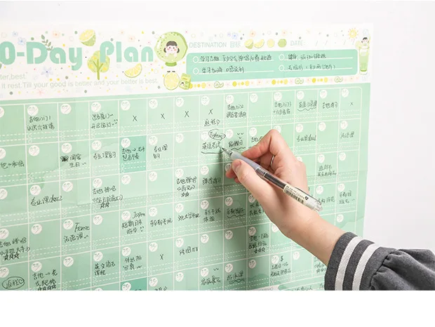 JIANUW милый мультфильм 100 дней планировщик кавайный календарь TODO список диета дневник офисные принадлежности
