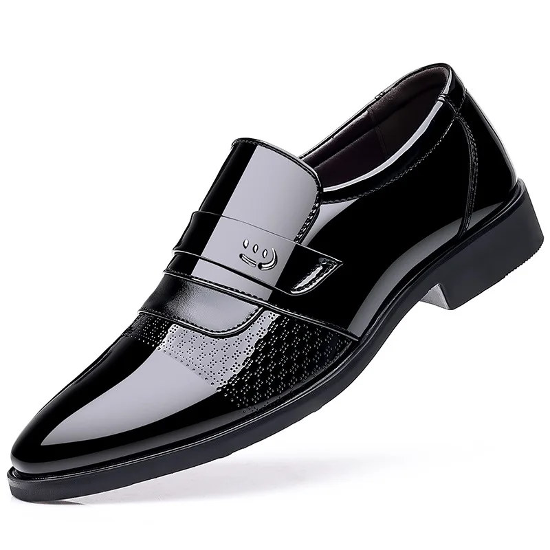 Men Formal Leather Shoes PU Breathable Solid Color Anti Slip and Waterproof Wearable Casual
