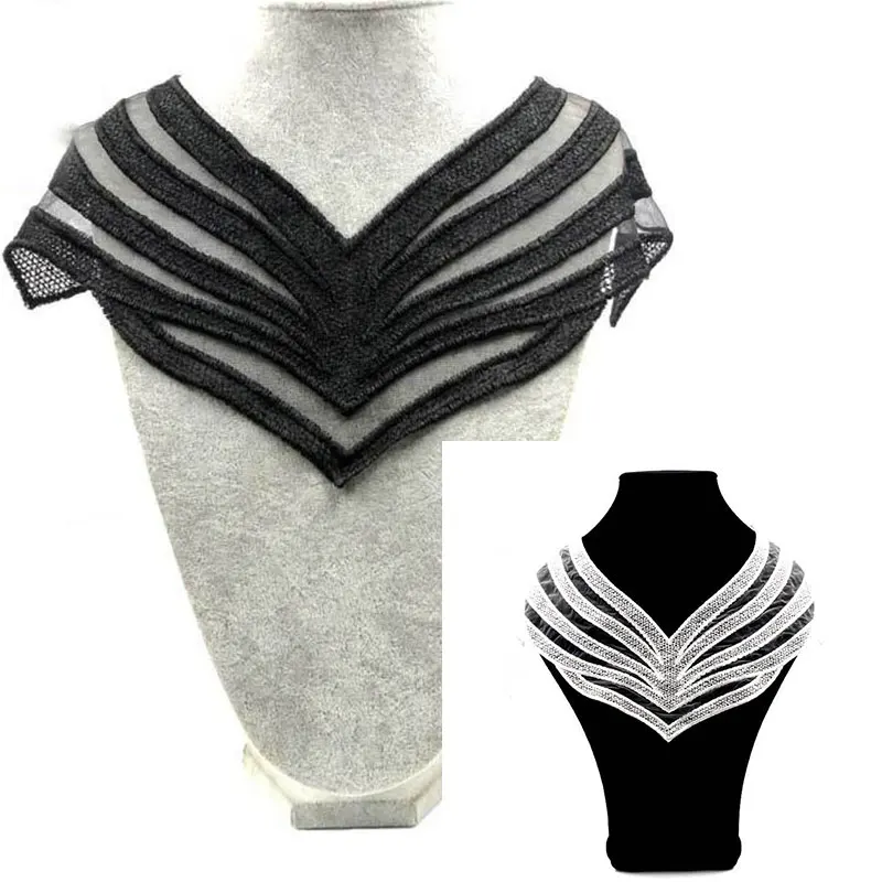 Элегантное Белое черное платье аппликация сетчатая ткань блузка аксессуары для