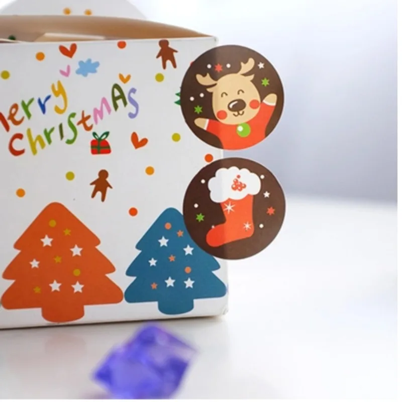 Новые рождественские наклейки DIY подарочная упаковочная коробка тег Клаус Снеговик для выпечки конфеты пакет для печенья декоративная бумага для вечеринок этикетка
