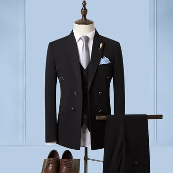 

2019 Autumn Men's Suit Suit City Lapel Banquet Suit Three Piece Pack Dress