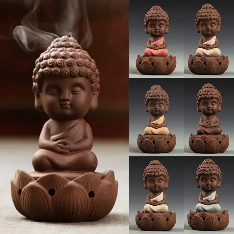 Home Buddha Incense Burner Holder Buddhist Statue/Porcelain Backflow Censer Cone