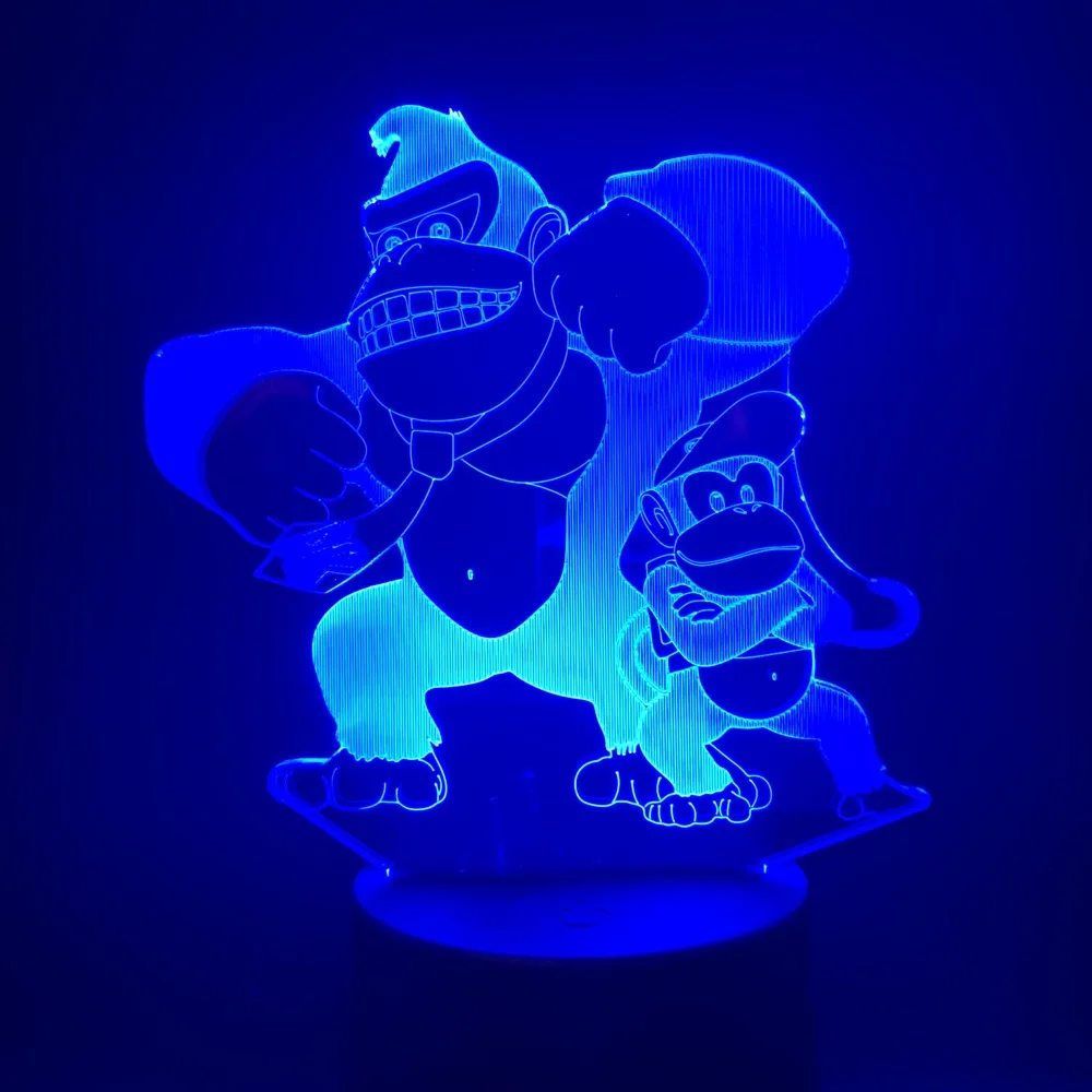 Игра Donkey Kong Monkey 3d ночник лампа для детей светодиодный настольная лампа для спальни 7/16 цветов Изменение на рождественский подарок