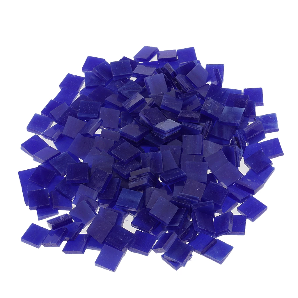 Dark blue 250 шт. квадратная цветная стеклянная мозаичная плитка, сделай сам, художественные поделки, прозрачный камень 10x10 мм - Цвет: Dark blue