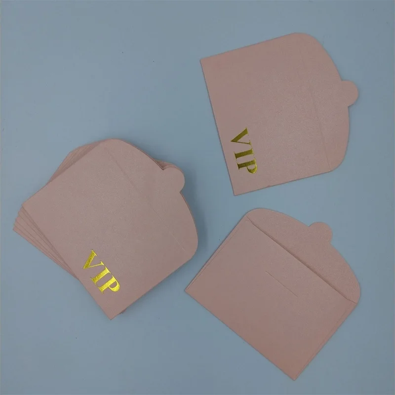 50 шт 10x7 см(3," x 2,7") Мини-конверт жемчужного цвета с золотым тиснением VIP, крышка для Членской Карты VIP - Цвет: Розовый