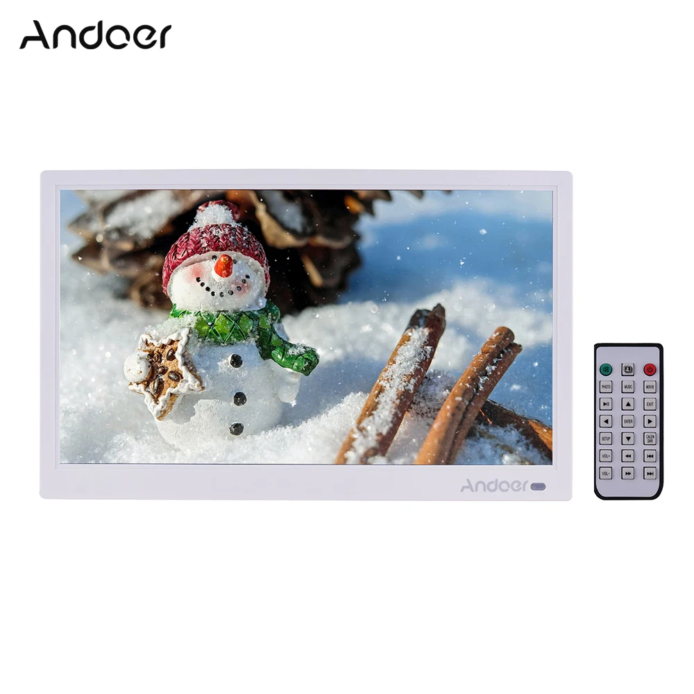 

Andoer IPS LED Digital Photo Frame Electronic Picture Album Advertising Machine Scroll Subtitle MP3 MP4 Clock Calendar Functions