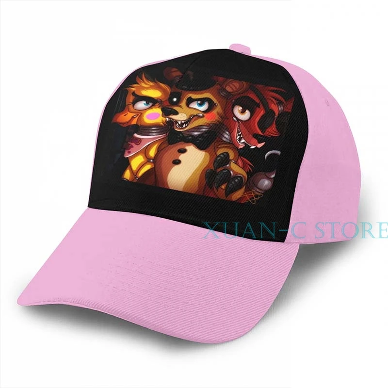 Five Nights At Freddy's CFF(Chica, Foxy, Freddy) Баскетбольная кепка мужская и женская модная черная шляпа унисекс с принтом - Цвет: Pink