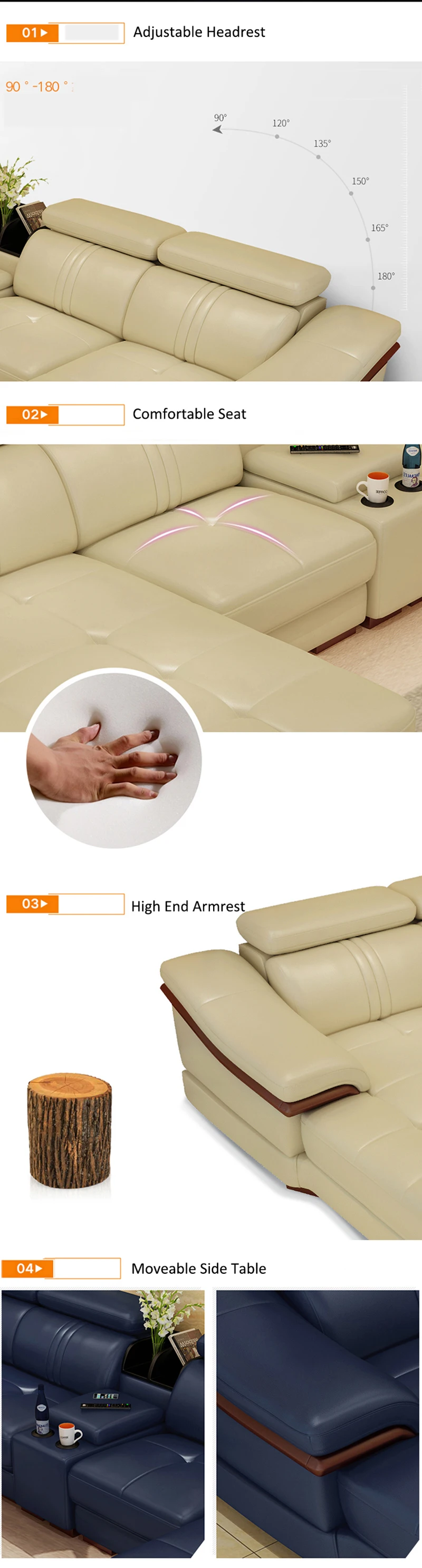 buy online first class american design sectional grey leather sofa set