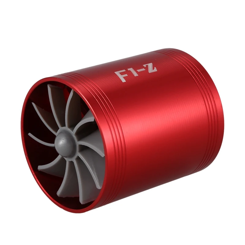 

Double Turbine Turbo Charger Air Intake Gas Fuel Saver Fan for Car (red)