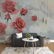 Пользовательские Настенные обои 3D скандинавские минималистичные ручная роспись розы настенные украшения живопись