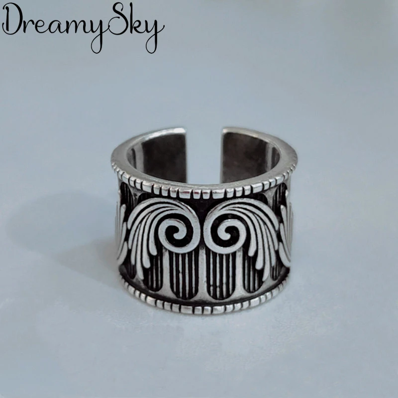 DreamySky Bijoux Boho Стиль 925 пробы серебряные большие кольца Крылья для женщин Подарки большие Регулируемые кольца на палец