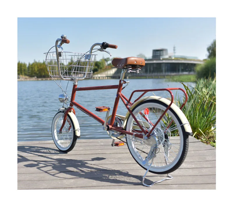 20 inch bike Cruiser include bakset 6 speeds Retro Leisur Bike red black women bicycle frame mini bicycle