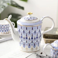 1000ml Nordic Art Luxury Bone China Coffee Pot American Ceramic Afternoon Tea Teapot Household Sugar Bowl Coffee Cup Saucer Set