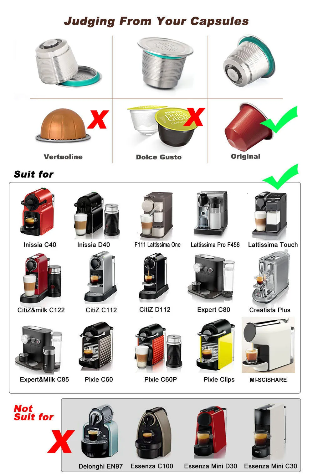 3 шт многоразового использования Tasse Nespresso Inox пустые капсулы из нержавеющей стали многоразовый фильтр чашка перезаряжаемая Inoxidable Кофе Pod Taza