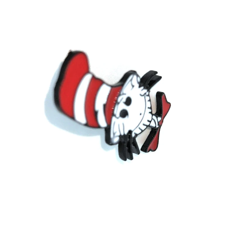 Dr Seuss cat модная винтажная одежда булавки дети мужчины женщины веселый рюкзак Одежда diy эмаль броши значок воротник подарки