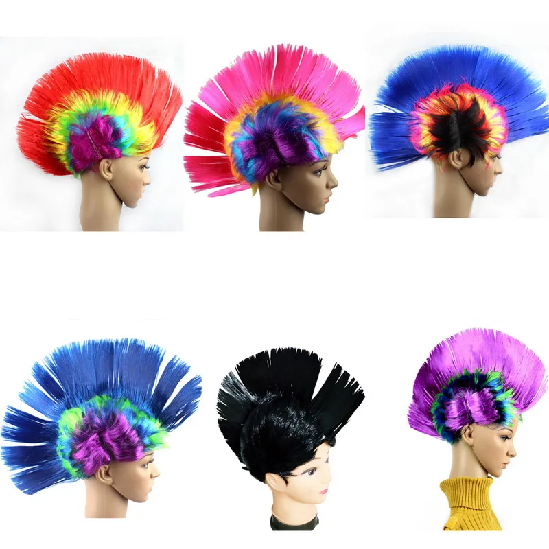 1 шт. Хэллоуин тролли Искусственные парики курица гребень мака парик костюм