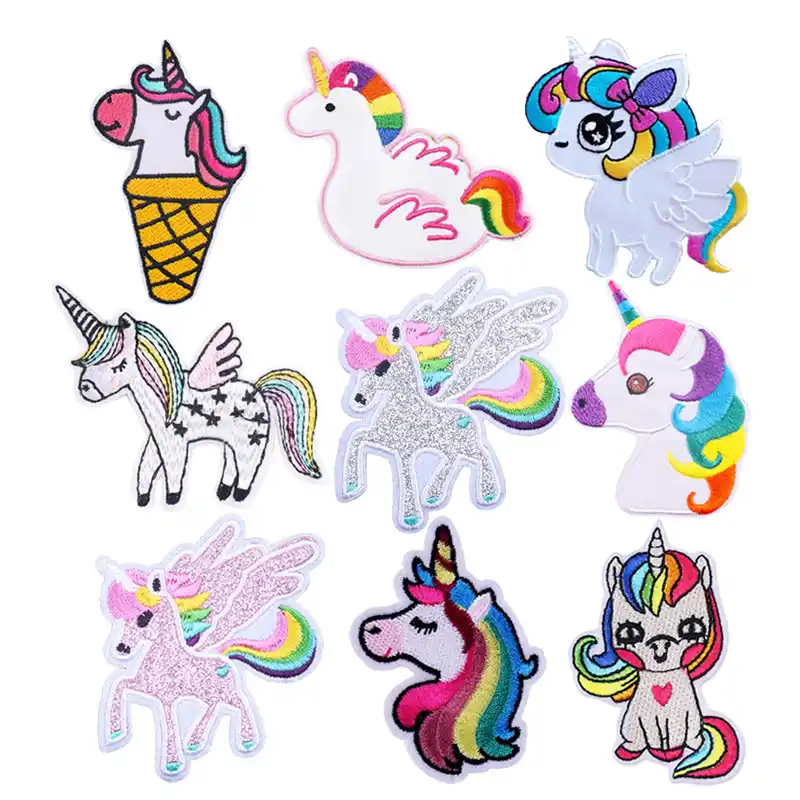 Unicornio Planchado Parches Pegatinas Ropa Dibujos Animados Encantadora Decoracion Diy Aplicar Para Artesanias Rayas En Jeans Insignias Bordadas Aliexpress