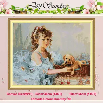 

Girl and Dog painting counted 11CT 14CT Cross Stitch Set DIY wholesale Chinese Cross-stitch Kit Embroidery Needlework Home Decor