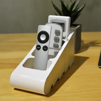 

Organizer Four Grid Storage Box Stand Home Desktop Remote Control Holder Wooden Container Portable Compartment Durable Tidy(Whit