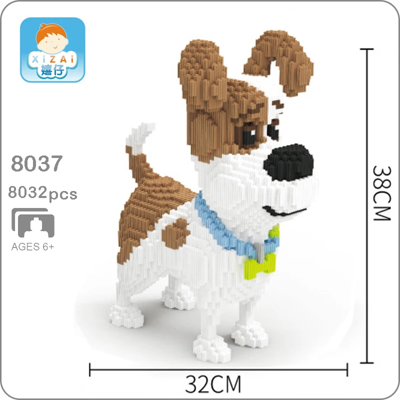 

Xizai 8037 Jack Russell Terrier Pet Dog Animal 3D Model DIY Mini Micro Building Blocks Bricks Assembly Toy 38cm tall no Box
