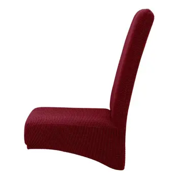 

Wine Red Knitted Elastic Chair Cover Stretch Seat Covers for Hotel Banquet