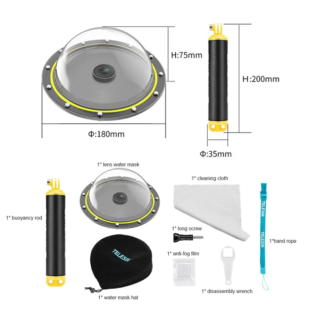 For DJI Osmo Action Sports Camera Water Lens Hood Dome Port Lens Hood Spherical Cover Accessories