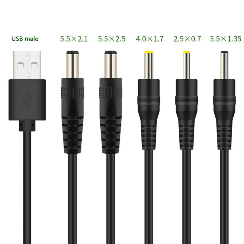 USB to DC Port Charging Cable Cord DC/5.5x2.1 5.5x2.5 3.5x1.35 4.0x1.7 2.5x0.7 B85B afbeelding