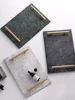 Nordic Home Decor Light Luxurious Natural Marble Jewelry Storage Tray With Gold Handle Trinket Ring Plate Wedding Gift 1