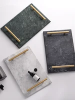 Nordic Home Decor Light Luxurious Natural Marble Jewelry Storage Tray With Gold Handle Trinket Ring Plate Wedding Gift 1