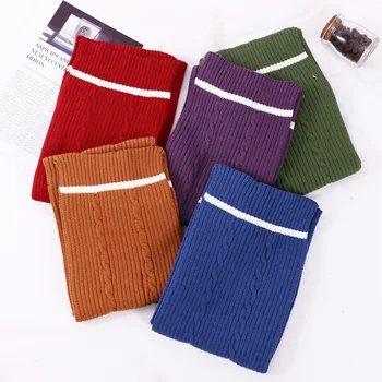 

Knitted fine wool scarf in autumn and winter solid color twist decoration scarf for women
