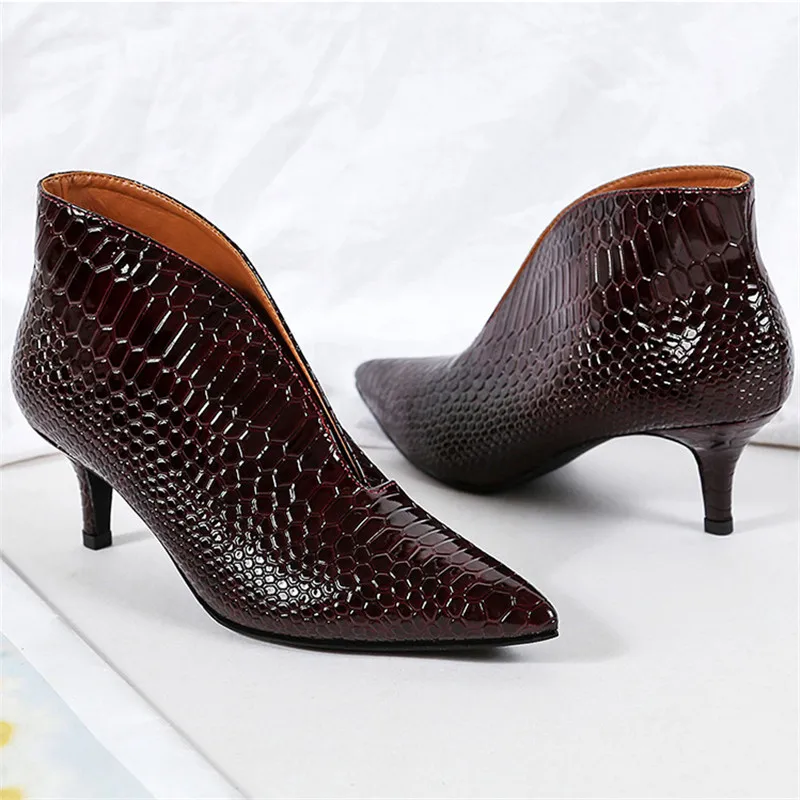Snake Patent Leather Stilettos Pumps Women Shoes  Tip Head V Mouth High Heels Women Shoes 2020 Spring Small Thin Heel Lady Pumps (8)