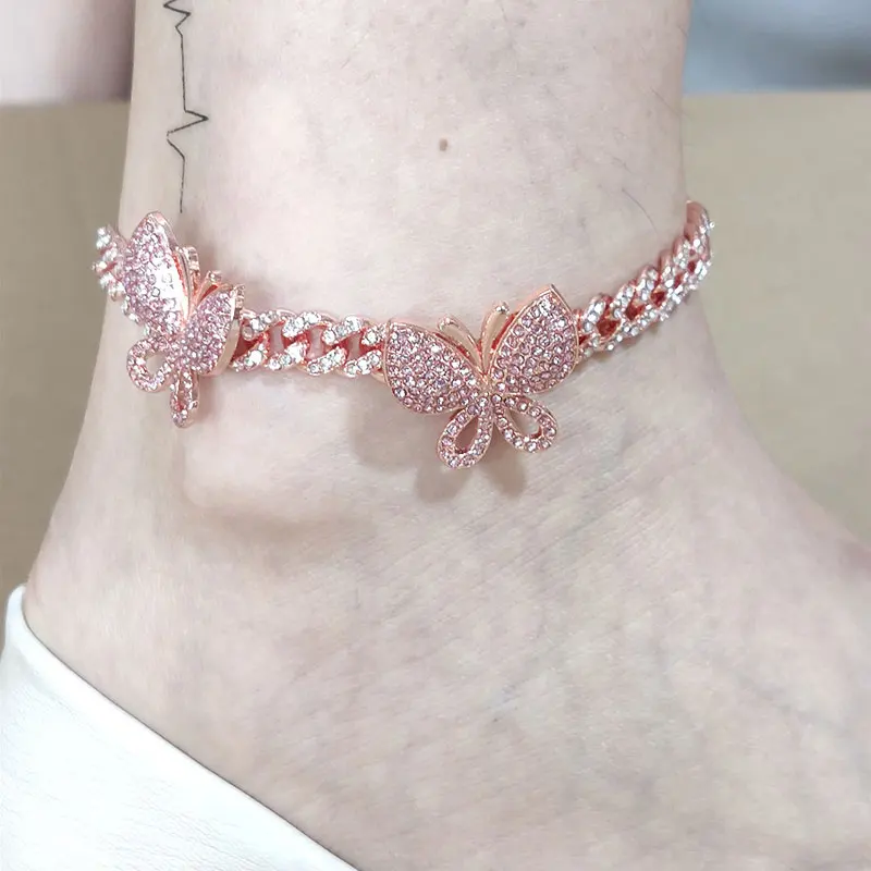 Cuban Thick Chain Butterfly Anklets for Women Fashion AAA Australia Crystal Ankle Bracelets Engagement Wedding Jewelry Gifts Cuban Thick Chain Butterfly Anklets for Women Fashion AAA Australia Crystal Ankle Bracelets Engagement Wedding Jewelry Gifts