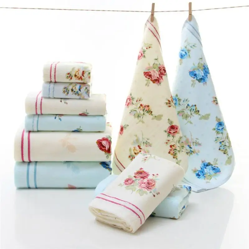 Мягкое хлопковое банное полотенце с цветочным принтом для ванной комнаты дома