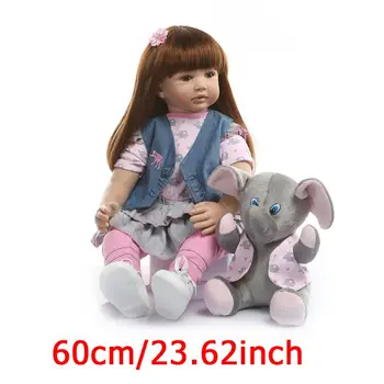 

Fashion 24 Inch Reborn Baby Doll 60 cm Silicone Soft Realistic Princess Girl Babies Doll Toy Ethnic Doll For Children's Day Gift