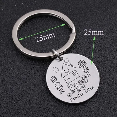 Stick Family Spanish Familia Feliz Keychain Custom Parents and Children Figure Gift for Family House Fashion Simple Bag Charm - Цвет: 2 boys 2 girls