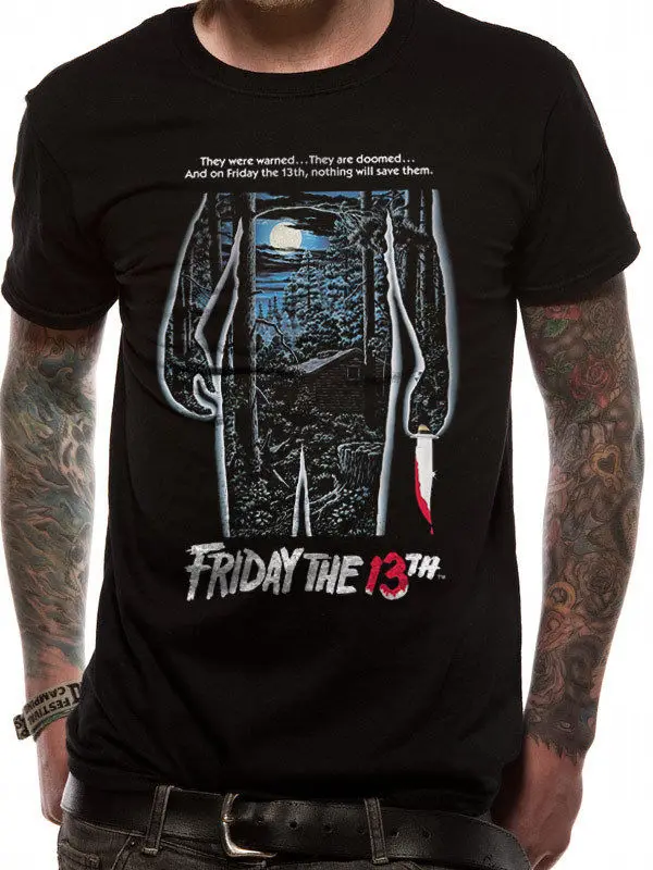 Friday The 13th постер фильма Джейсон Вурхиз нож официальная Черная Мужская футболка
