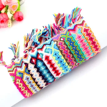 

Bohemian Weave Cotton Friendship Bracelet Woven Rope String Handmade Bracelets for Women Men Pack of 10pcs