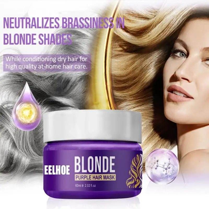 60ml nenhum toner roxo do champô do champô amarelo remove a cor anti brassy que protege para a tintura cinzenta descorada loira de prata do cabelo