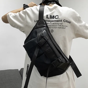 Borsa a tracolla da uomo ins marea borsa da petto da uomo marea borsa di marca pu tinta unita sportiva borsa a tracolla di grande capacità borsa da ragazzo