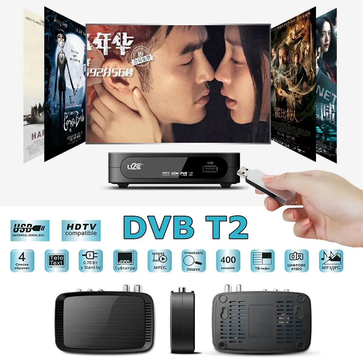 HD Smart DVB-T2 Smart Digital tv Box HDMI телеприставка H.264 HD tv цифровая наземная приставка спутниковая DVB T/T2 телеприставка