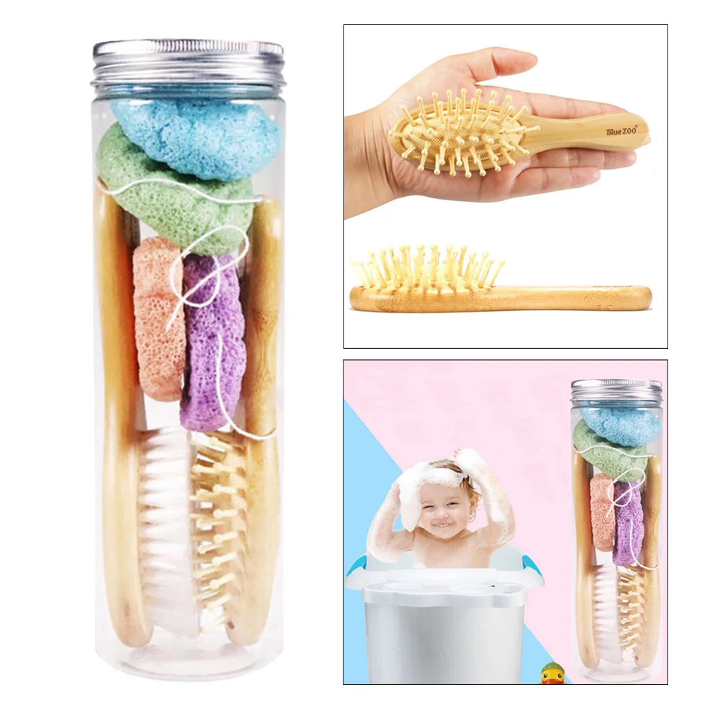 Konjac Bath Scrub Sponge Brush Biodegradable Set For Baby Shower Bathroom Brush Reusable Cleanin